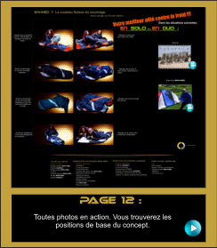 page 12 :   Toutes photos en action. Vous trouverez les positions de base du concept.