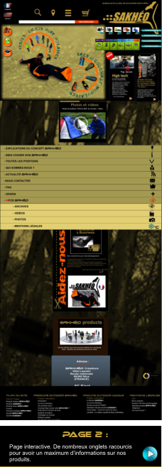 page 2 :   Page interactive. De nombreux onglets racourcis pour avoir un maximum dinformations sur nos produits.